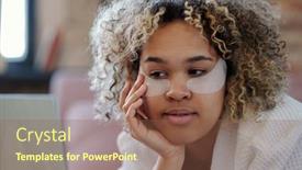  Presentation with skincare - Presentation design with young-african-american-woman background and a violet colored foreground