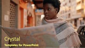  Presentation with city map - Presentation design featuring young-african-american-woman background and a tawny brown colored foreground