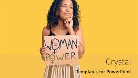  Presentation with african american woman question - Beautiful slides featuring young-african-american-women-holding backdrop and a yellow colored foreground