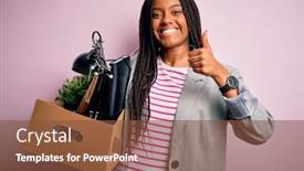  Presentation with african american business - Beautiful PPT layouts featuring young-african-american-worker-girl backdrop and a tawny brown colored foreground