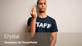  Presentation with italian american - Presentation theme having young-african-american-worker-man background and a coral colored foreground