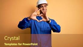  Presentation with american heart - Beautiful slides featuring young-african-american-worker-man backdrop and a tawny brown colored foreground