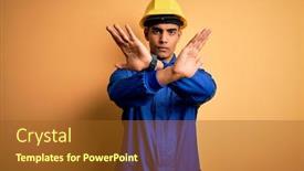  Presentation with african american - Beautiful presentation theme featuring young-african-american-worker-man backdrop and a tawny brown colored foreground