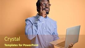  Presentation with colonoscopy african american patient - Audience pleasing presentation consisting of young-african-american-worker-man backdrop and a red colored foreground