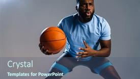  Presentation with basketball - PPT layouts featuring young-african-basketball-player background and a ocean colored foreground