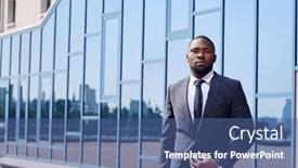  Presentation with modern elegant - Beautiful PPT layouts featuring young-african-business-professional backdrop and a ocean colored foreground