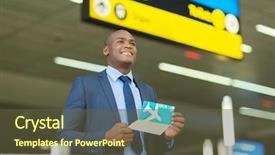  Presentation with air - Presentation consisting of young african businessman holding air background and a tawny brown colored foreground