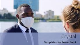 Presentation with points - Audience pleasing slide set consisting of young-african-businessman-in-protective backdrop and a light blue colored foreground