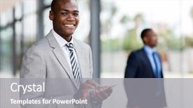  Presentation with smart phone apps - Audience pleasing slide set consisting of young african businessman reading email backdrop and a gray colored foreground