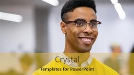  Presentation with businessman standing on mountain top - Colorful presentation enhanced with young-african-businessman-smiling backdrop and a gold colored foreground