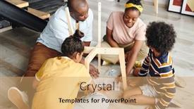  Presentation with instruction - Slide set enhanced with young-african-family-sitting background and a coral colored foreground