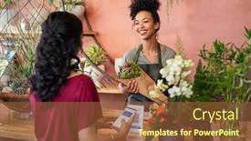  Presentation with botany - Presentation theme enhanced with young-african-florist-holding-bouquet background and a tawny brown colored foreground