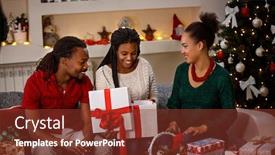  Presentation with christmas girl - Slide deck consisting of young-african-girl-looking-christmas background and a tawny brown colored foreground