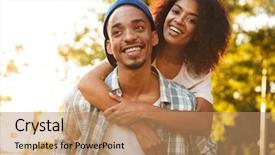  Presentation with happy-image - Beautiful PPT layouts featuring young african loving couple walk backdrop and a coral colored foreground