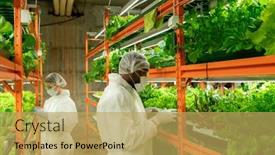  Presentation with vertical farm - Cool new slides with young-african-male-worker backdrop and a yellow colored foreground