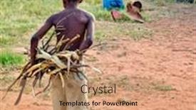  Presentation with area - Cool new PPT theme with young-african-man-carry-wood backdrop and a coral colored foreground