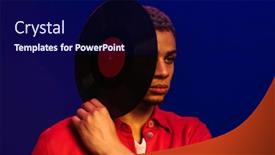  Presentation with blue neon - Slide set with young-african-man-covering background and a navy blue colored foreground