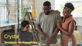  Presentation with bread - Slide deck with young-african-man-cutting-bread background and a tawny brown colored foreground
