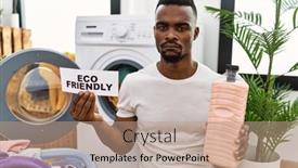  Presentation with eco paper - Slide deck consisting of young-african-man-doing-laundry background and a  colored foreground