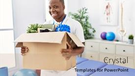  Presentation with physiotherapy - Slides featuring young-african-man-fired-holding background and a coral colored foreground