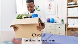  Presentation with physiotherapy - Slide set with young-african-man-fired-holding background and a soft green colored foreground