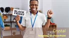  Presentation with friday - Presentation with young-african-man-holding-black background and a coral colored foreground