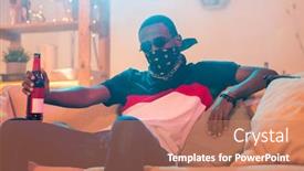  Presentation with beer bottle - Cool new slides with young-african-man-in-black backdrop and a coral colored foreground