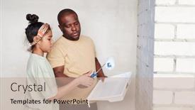  Presentation with plastic container - Presentation design with young-african-man-in-casualwear background and a coral colored foreground