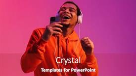  Presentation with blue neon - PPT theme consisting of young-african-man-listening-music background and a crimson colored foreground