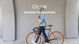  Presentation with africa music - Beautiful presentation theme featuring young african man outdoors walking backdrop and a gray colored foreground