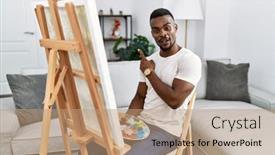  Presentation with canvas - Presentation theme with young-african-man-painting background and a  colored foreground