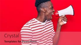  Presentation with angry - Amazing PPT theme having young-african-man-shouting-angry backdrop and a coral colored foreground