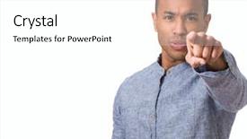  Presentation with african fabric - Amazing PPT layouts having young african man showing finger backdrop and a white colored foreground