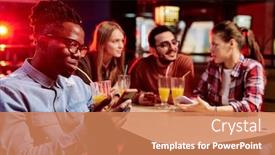  Presentation with scrolling - Audience pleasing slide deck consisting of young-african-man-sipping-fresh backdrop and a coral colored foreground