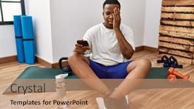  Presentation with face pain - Presentation theme with young-african-man-sitting background and a  colored foreground