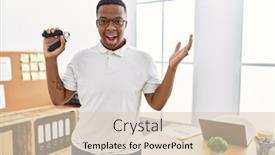  Presentation with muscle - Slide deck featuring young-african-man-training-muscle background and a lemonade colored foreground