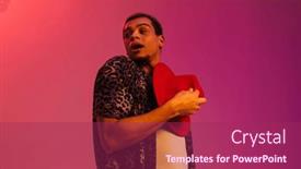  Presentation with neon - Presentation theme enhanced with young-african-man-wearing-leopard background and a violet colored foreground