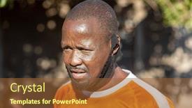  Presentation with face mask - Cool new presentation theme with young-african-man-wearing backdrop and a tawny brown colored foreground