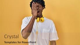  Presentation with face pain - Slides enhanced with young-african-man-with-dreadlocks background and a yellow colored foreground