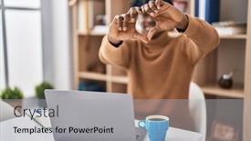  Presentation with computer love - Slide deck consisting of young-african-man-with-dreadlocks background and a light gray colored foreground