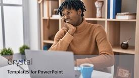  Presentation with depression - Slide deck having young-african-man-with-dreadlocks background and a light gray colored foreground