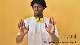 Presentation with forbidden - Slide set featuring young-african-man-with-dreadlocks background and a yellow colored foreground