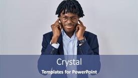  Presentation with music business - PPT theme enhanced with young-african-man-with-dreadlocks background and a ocean colored foreground