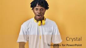  Presentation with fear - Slide set with young-african-man-with-dreadlocks background and a yellow colored foreground