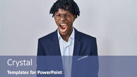  Presentation with anger - Presentation theme featuring young-african-man-with-dreadlocks background and a ocean colored foreground