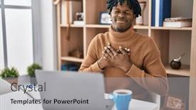  Presentation with chest - Slide set with young-african-man-with-dreadlocks background and a light gray colored foreground