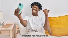  Presentation with selfie - Theme enhanced with young-african-man-with-dreadlocks background and a coral colored foreground