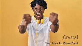  Presentation with electric yellow fish - Presentation featuring young-african-man-with-dreadlocks background and a yellow colored foreground