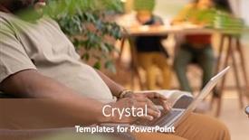  Presentation with african children - Beautiful slide set featuring young-african-man-with-laptop backdrop and a coral colored foreground