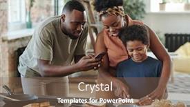  Presentation with family photo - Presentation design with young-african-man-with-smartphone background and a tawny brown colored foreground